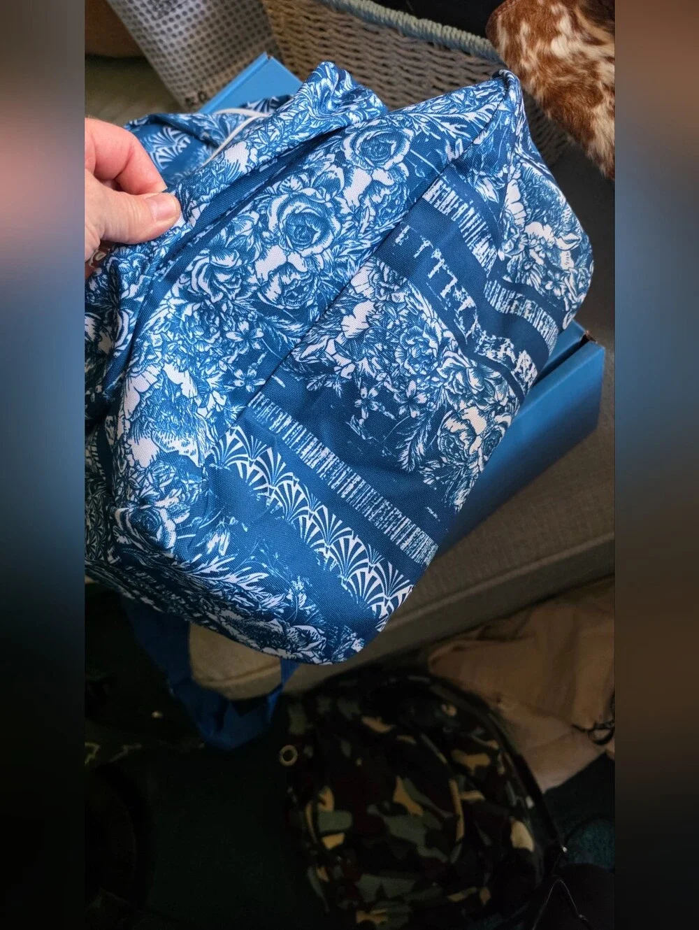 Jansport Blue and White Floral Backpack